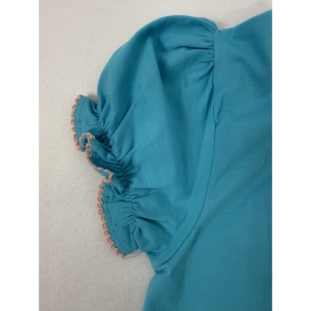 NWT Busy Bees Smocks Aqua Blue Striped Short Set Girls Size 5 - Picture 4 of 6